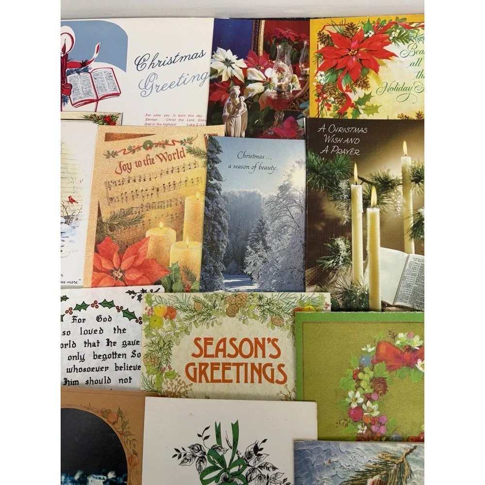 Vintage Christmas Cards Fronts ONLY Traditional Scrapbooking Decoupage Lot 50+